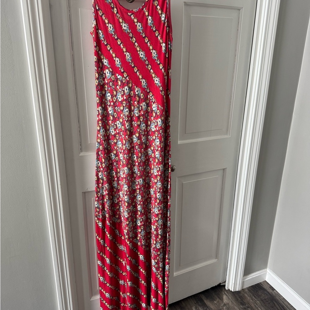 American Rag Coral Floral Maxi Dress EUC